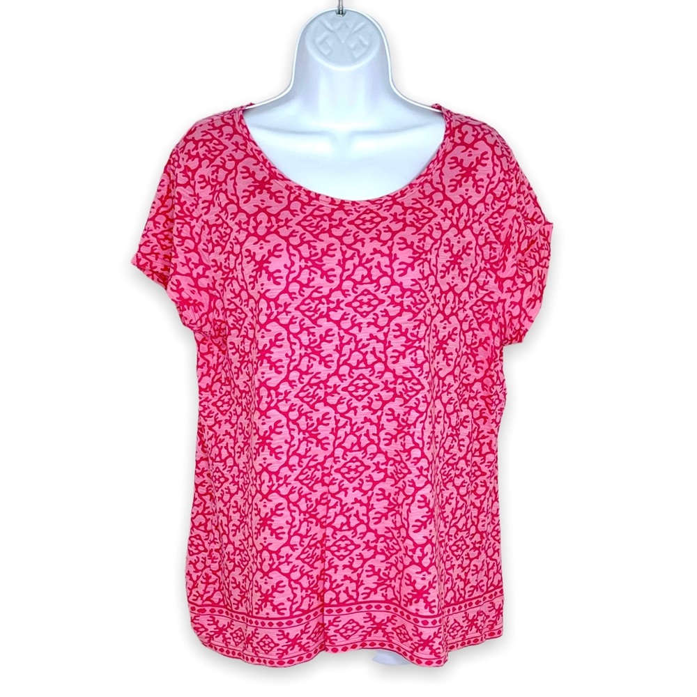 Vineyard Vines Pink Coral Print Tee Shirt Size M